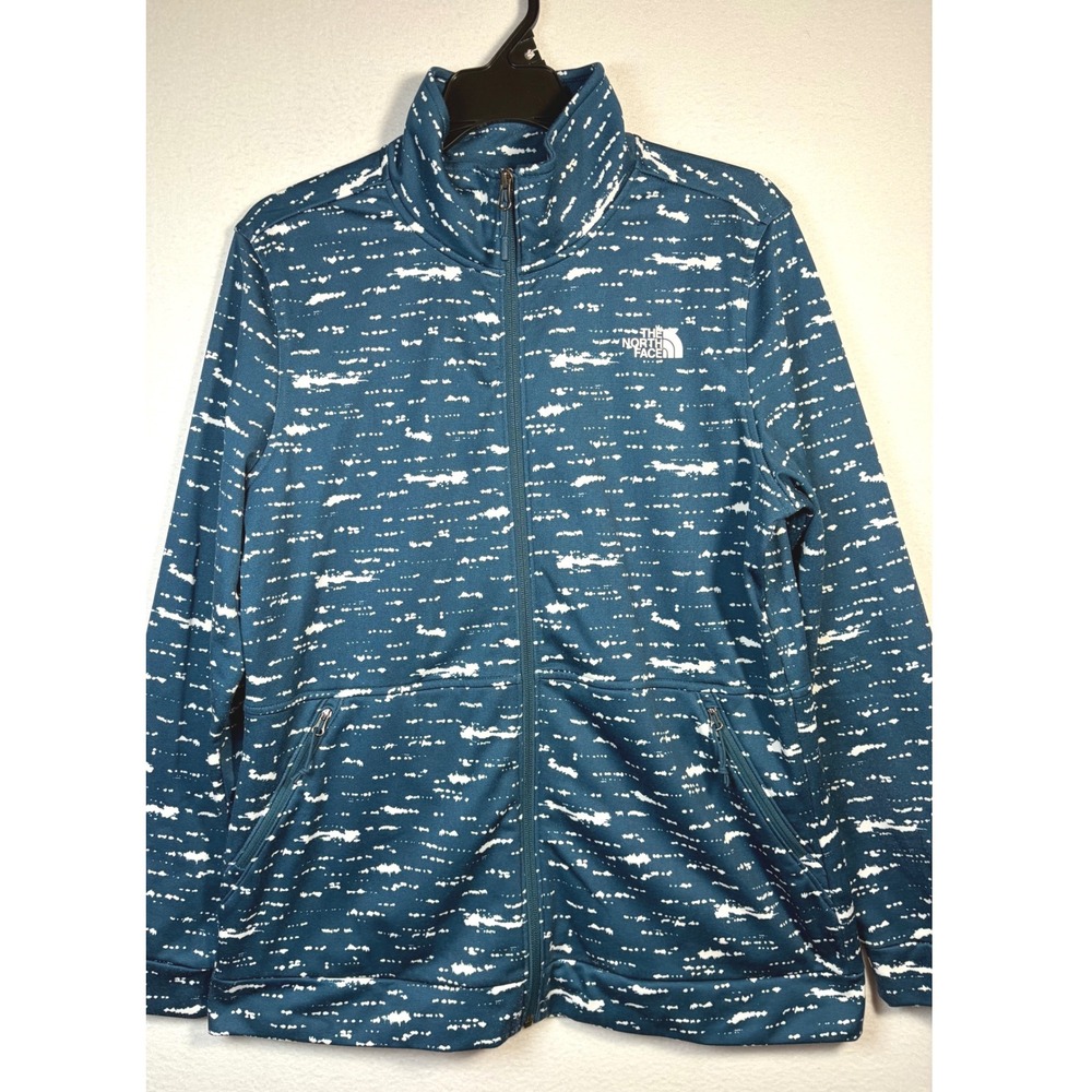 The North Face Track Jacket Womens Large Blue Excellent Abstract Zip Up